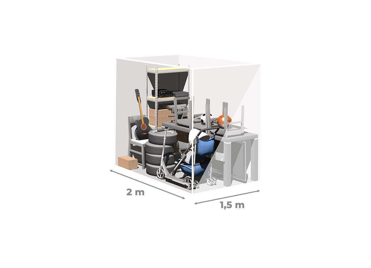 Wizualizacja 3D boksu XS 2 m²